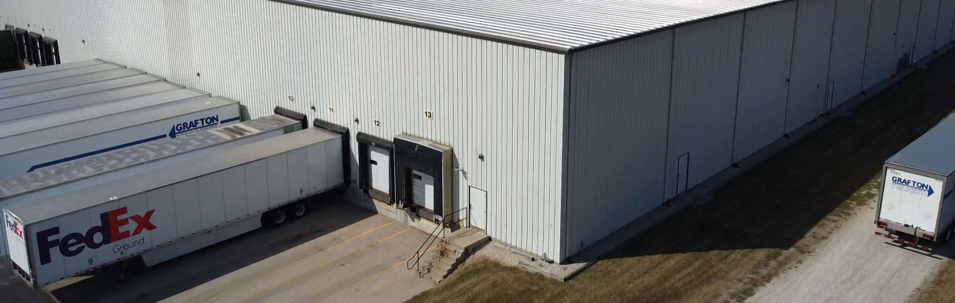 Aerial view of outside warehouse